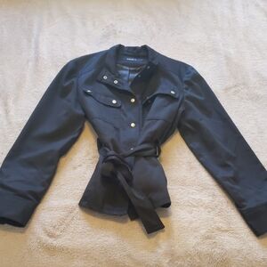 Elegant Black Belted Utility Jacket